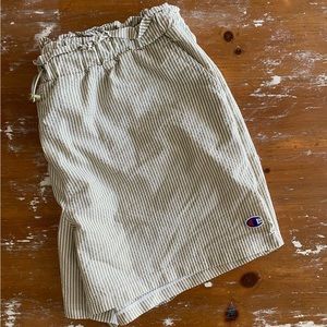 Green Pinstripe Baggie Champion Athletic Shorts